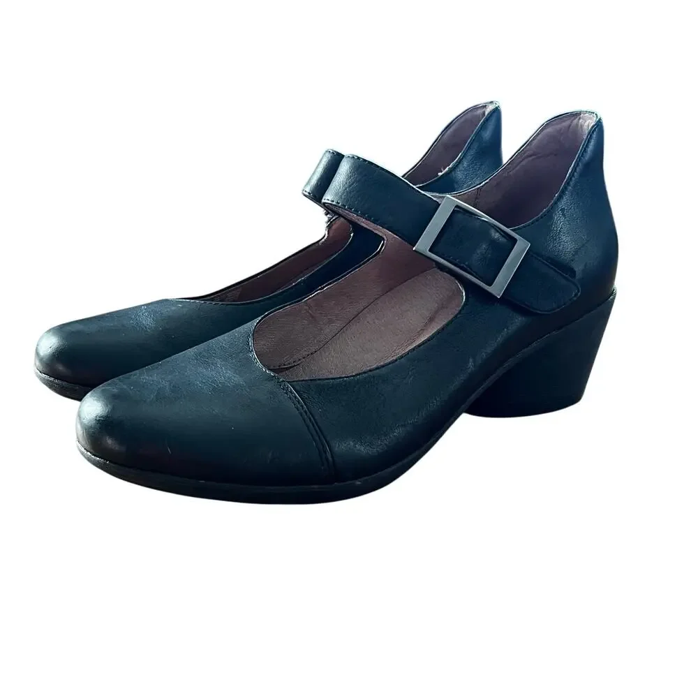 Dansko Roxanne Black Leather Mary Jane Heels Women’s Size 40 US 9 Comfort Shoes - Picture 1 of 7